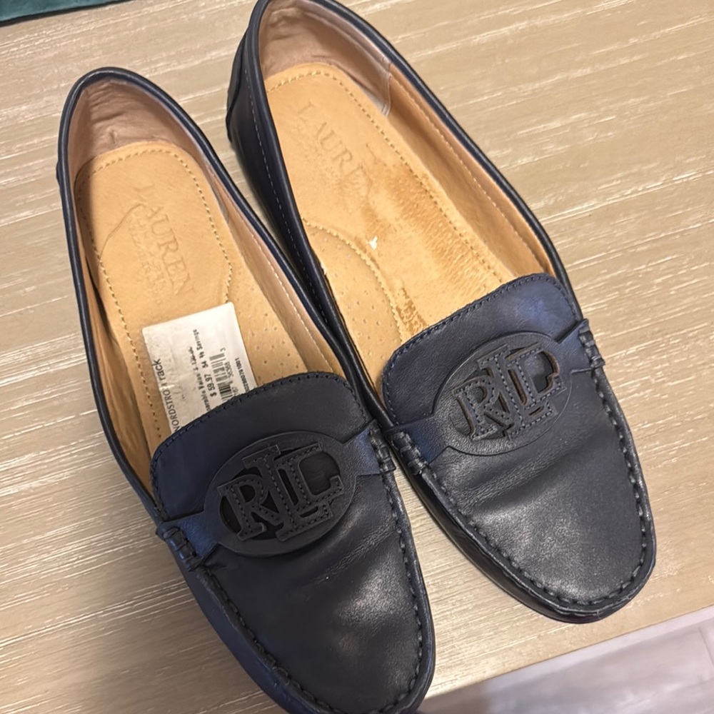 Lauren Ralph Lauren Blue Slip-On Loafers with Leather Finish